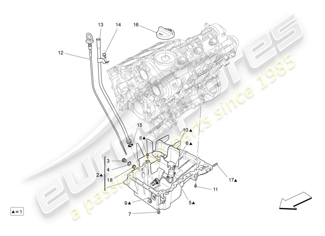 maserati ghibli (2018) sistema de lubricación: diagrama de piezas del circuito y de la colección