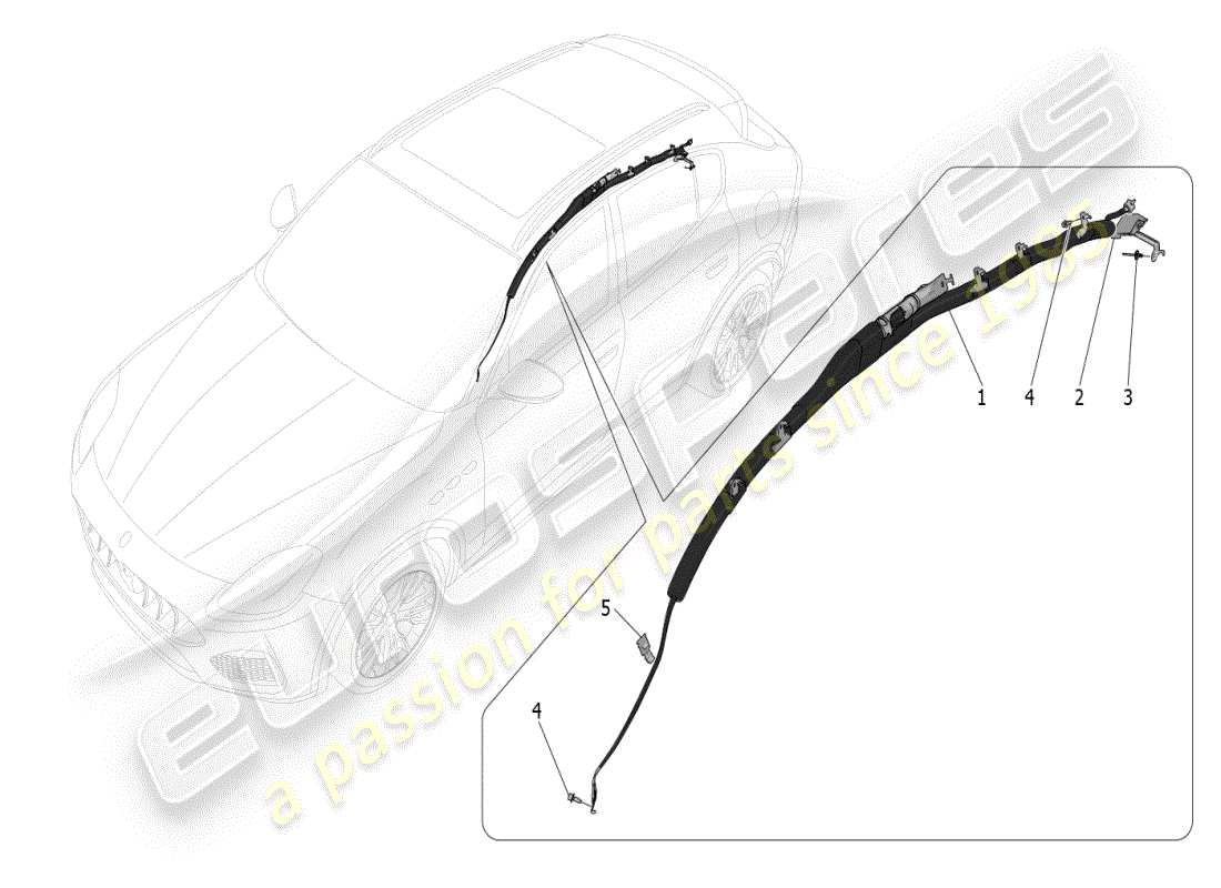 maserati grecale modena (2023) diagrama de piezas del sistema de bolsa de ventana