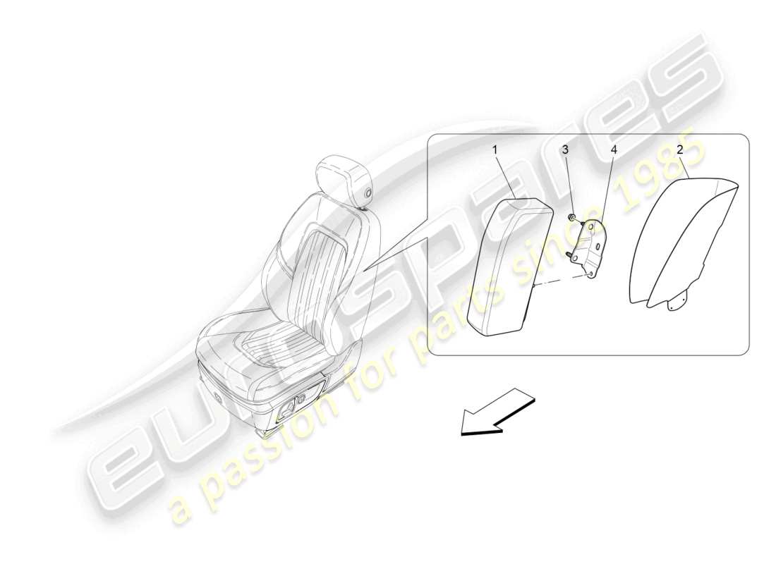 maserati ghibli (2018) diagrama de piezas del sistema de bolsas laterales delanteras