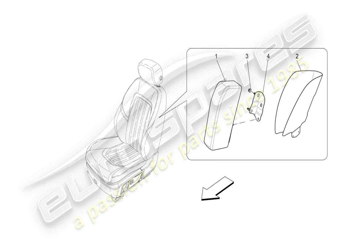 maserati ghibli (2020) sistema de bolsas laterales delanteras diagrama de piezas