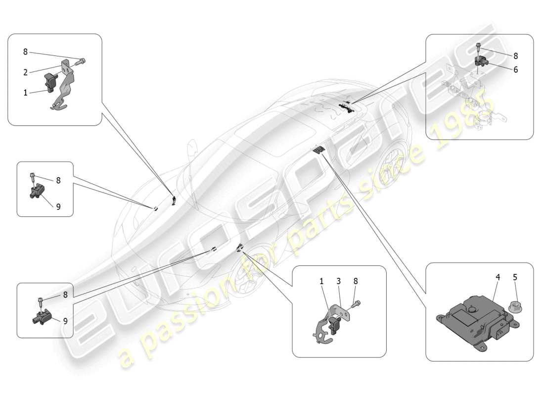 maserati mc20 (2022) control electrónico (suspensión) diagrama de piezas