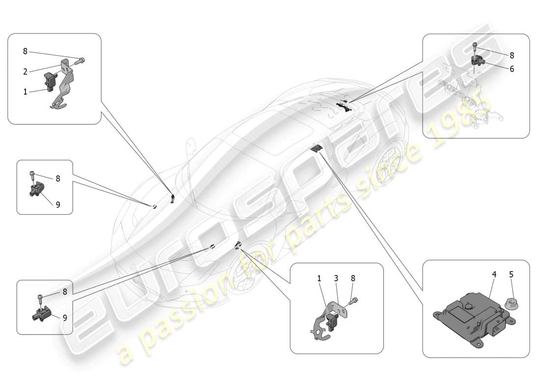 maserati mc20 (2022) diagrama de piezas de control electrónico (suspensión)