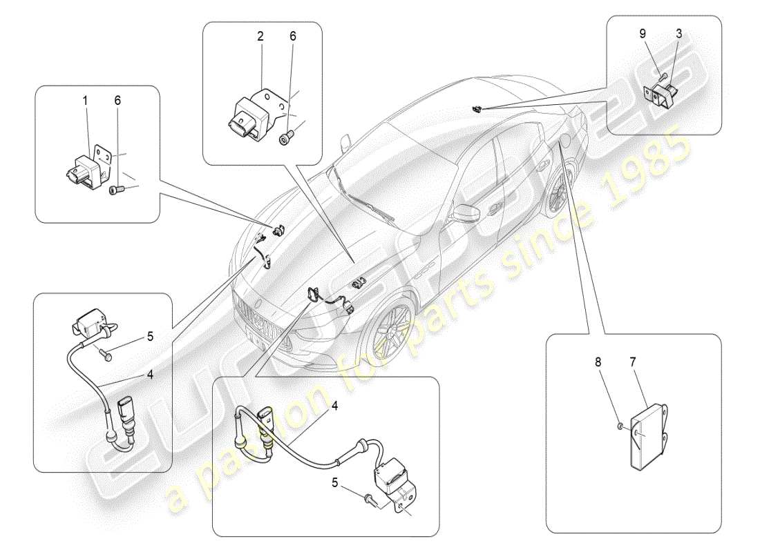 maserati ghibli (2019) control electrónico (suspensión) diagrama de piezas
