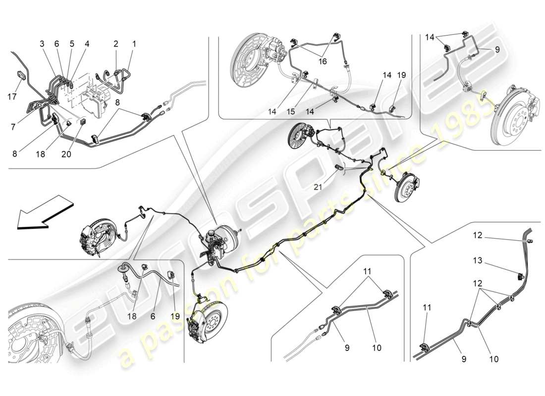 maserati levante trofeo (2020) líneas diagrama de piezas