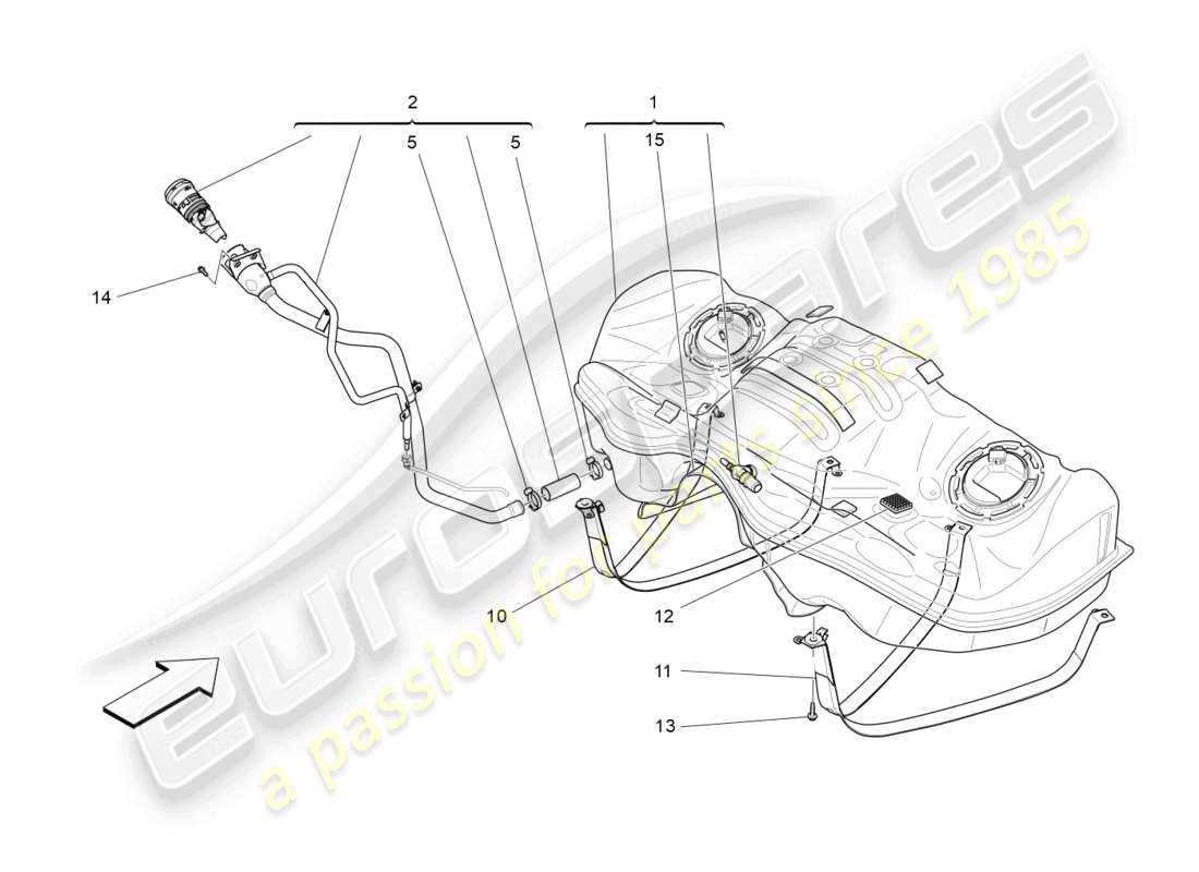 maserati ghibli (2014) diagrama de piezas del tanque de combustible