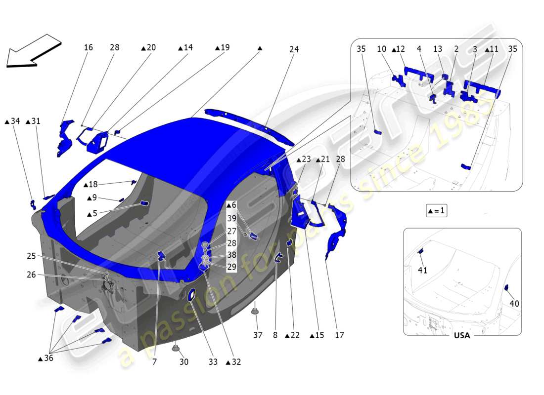 maserati mc20 (2022) diagrama de piezas monocasco central