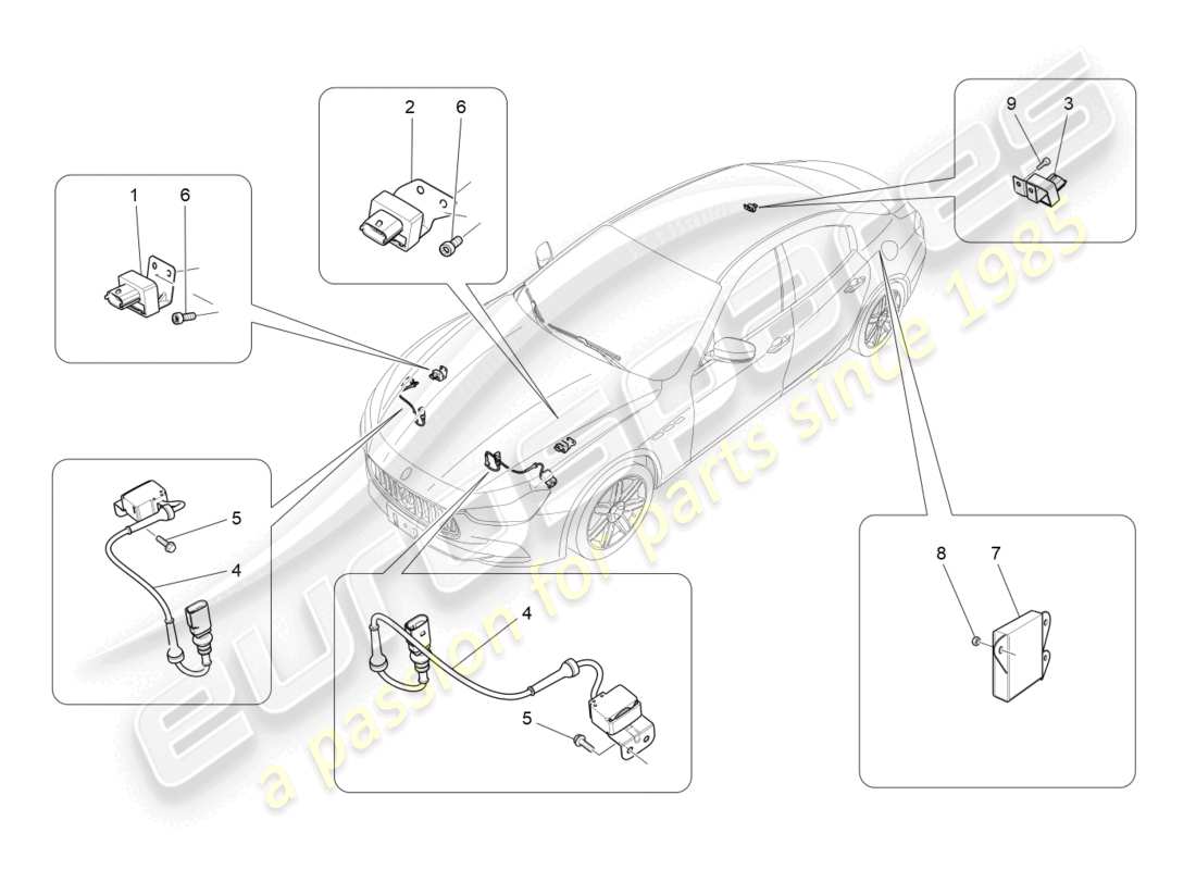 maserati ghibli (2018) diagrama de piezas de control electrónico (suspensión)