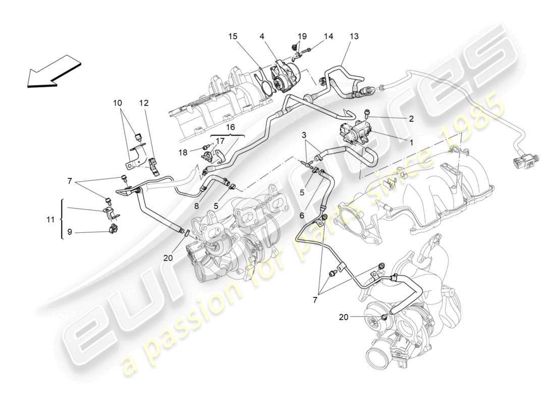 maserati levante modena s (2022) diagrama de piezas del sistema de aire adicional