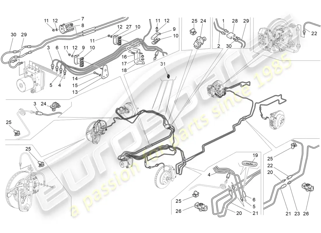maserati granturismo (2011) líneas diagrama de piezas