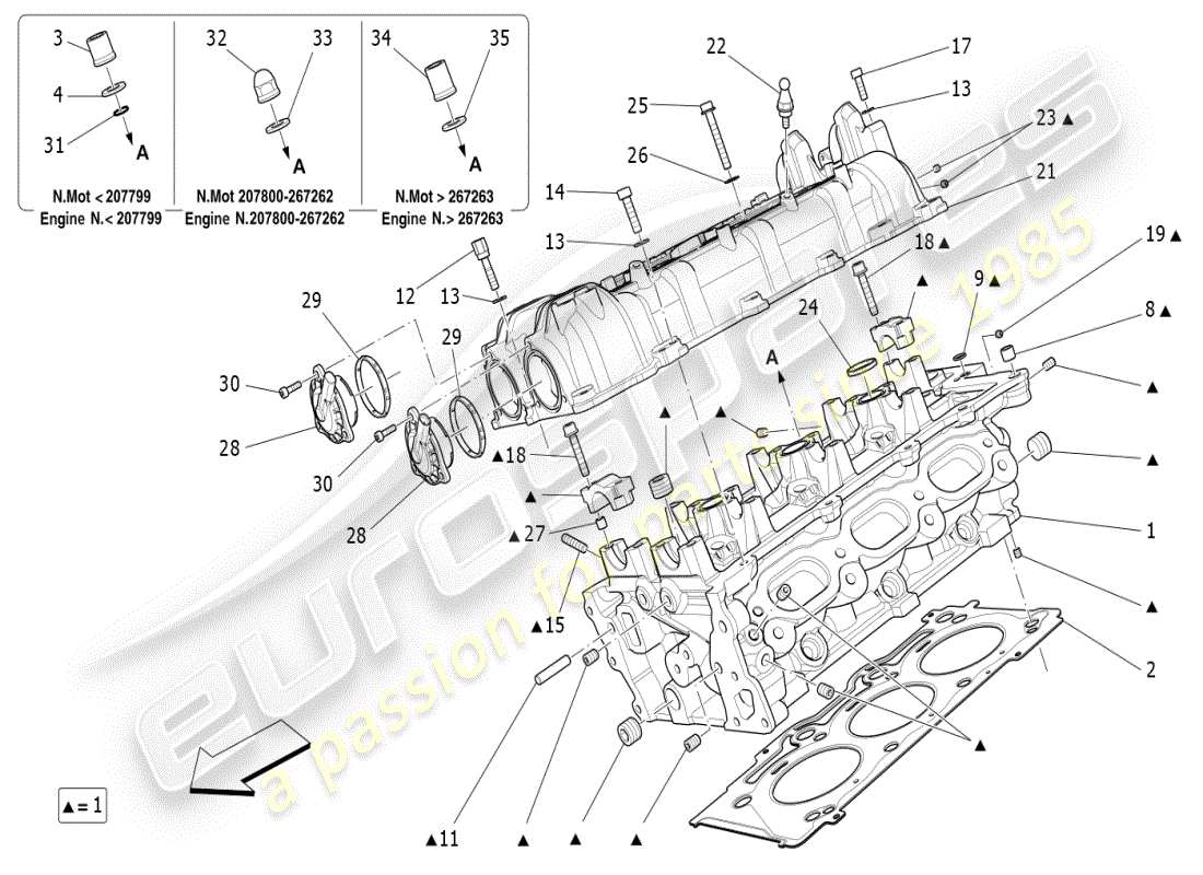 maserati ghibli (2019) culata derecha diagrama de piezas