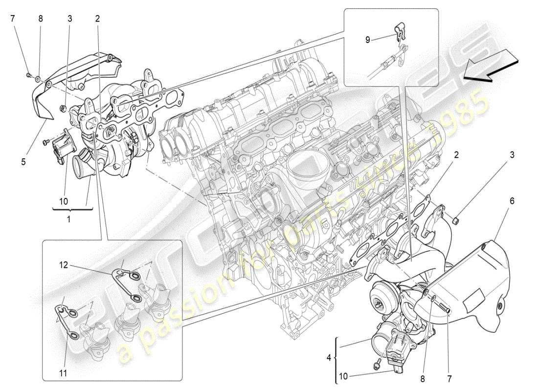 maserati ghibli (2019) sistema de turboalimentación: equipos diagrama de piezas