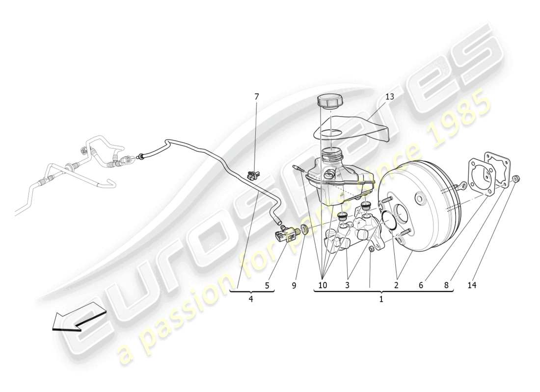 maserati levante modena (2022) diagrama de piezas del servosistema de freno