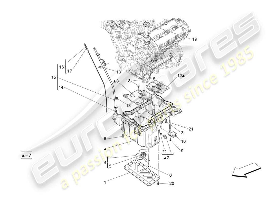 maserati levante (2020) sistema de lubricación: circuito y recogida diagrama de piezas