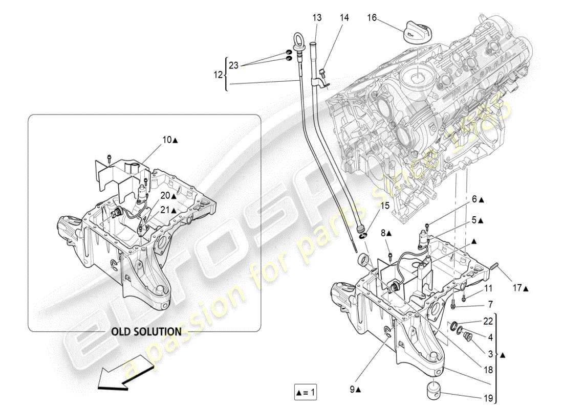 maserati ghibli (2021) sistema de lubricación: diagrama de piezas del circuito y de la colección