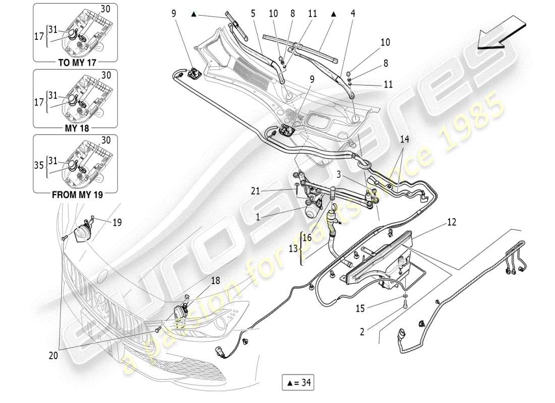 maserati ghibli (2019) dispositivos externos del vehículo diagrama de piezas
