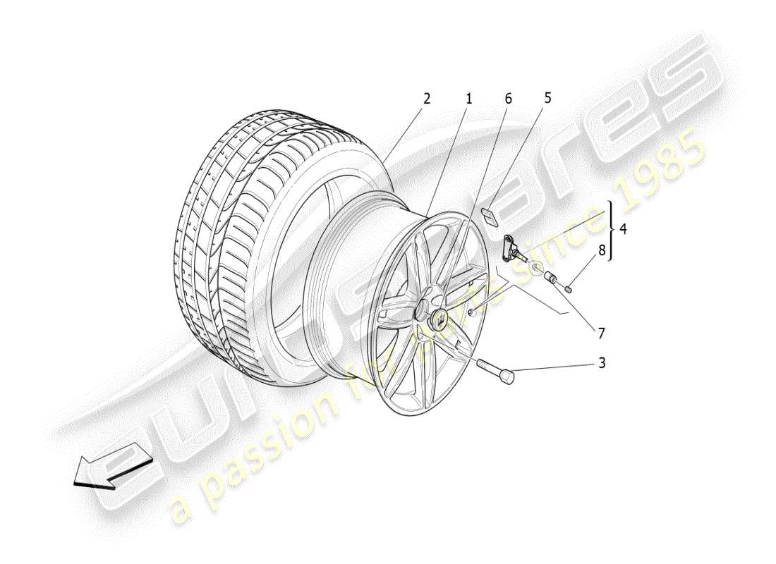 maserati ghibli (2019) wheels and tyres diagrama de piezas