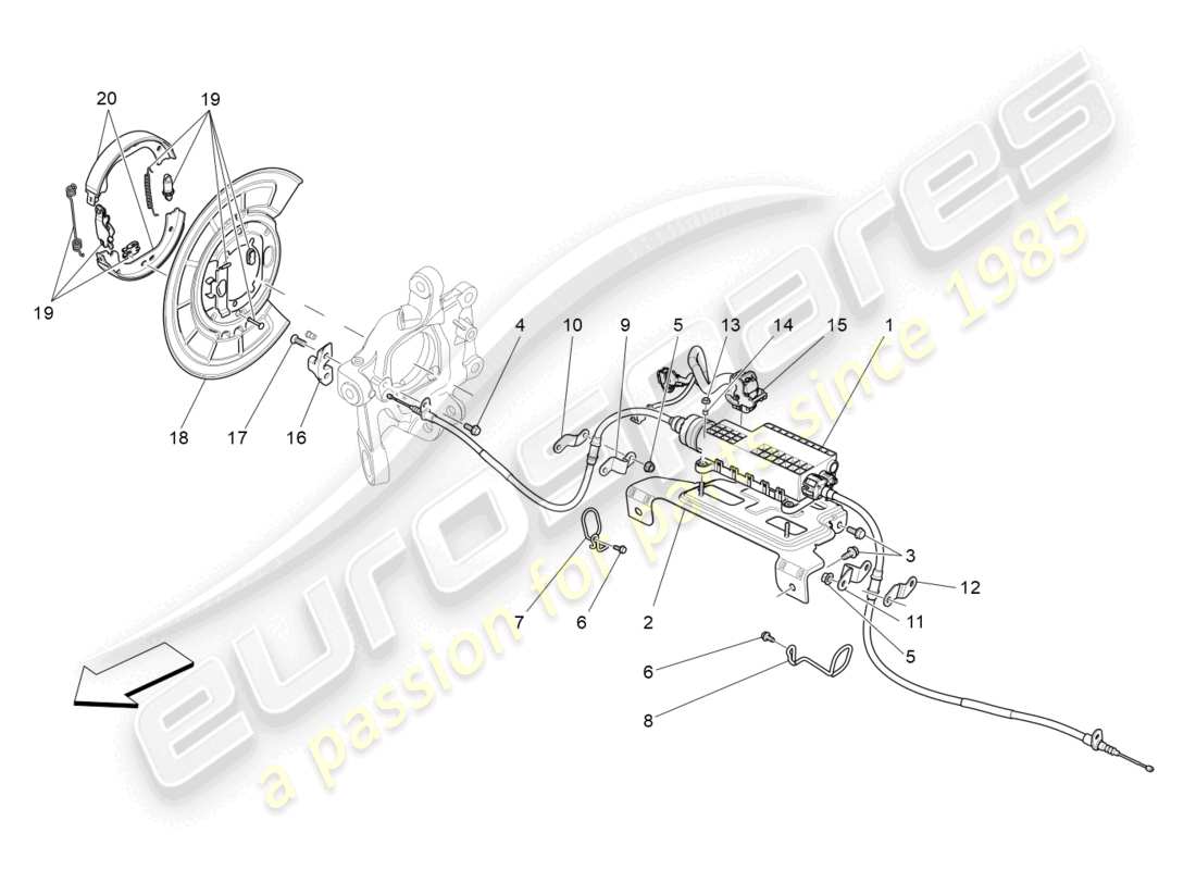 maserati ghibli (2014) diagrama de piezas del freno de estacionamiento