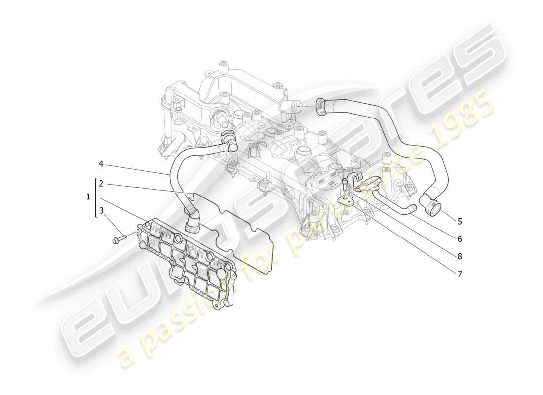 maserati levante gt (2022) sistema de recirculación de vapor de aceite diagrama de piezas