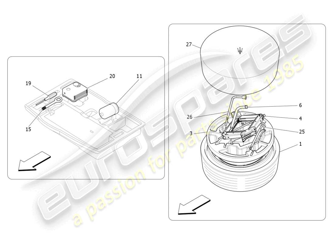 maserati levante gt (2022) diagrama de piezas estándar proporcionado