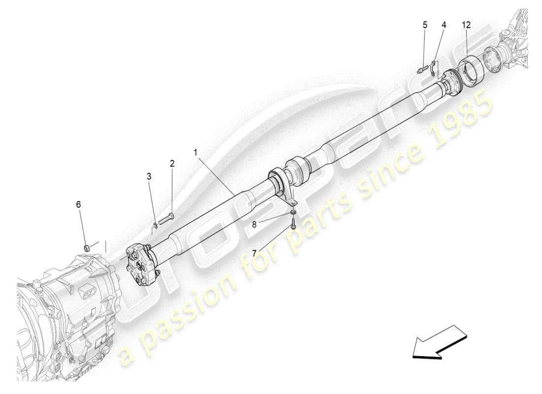 maserati ghibli (2019) eje de transmisión diagrama de piezas