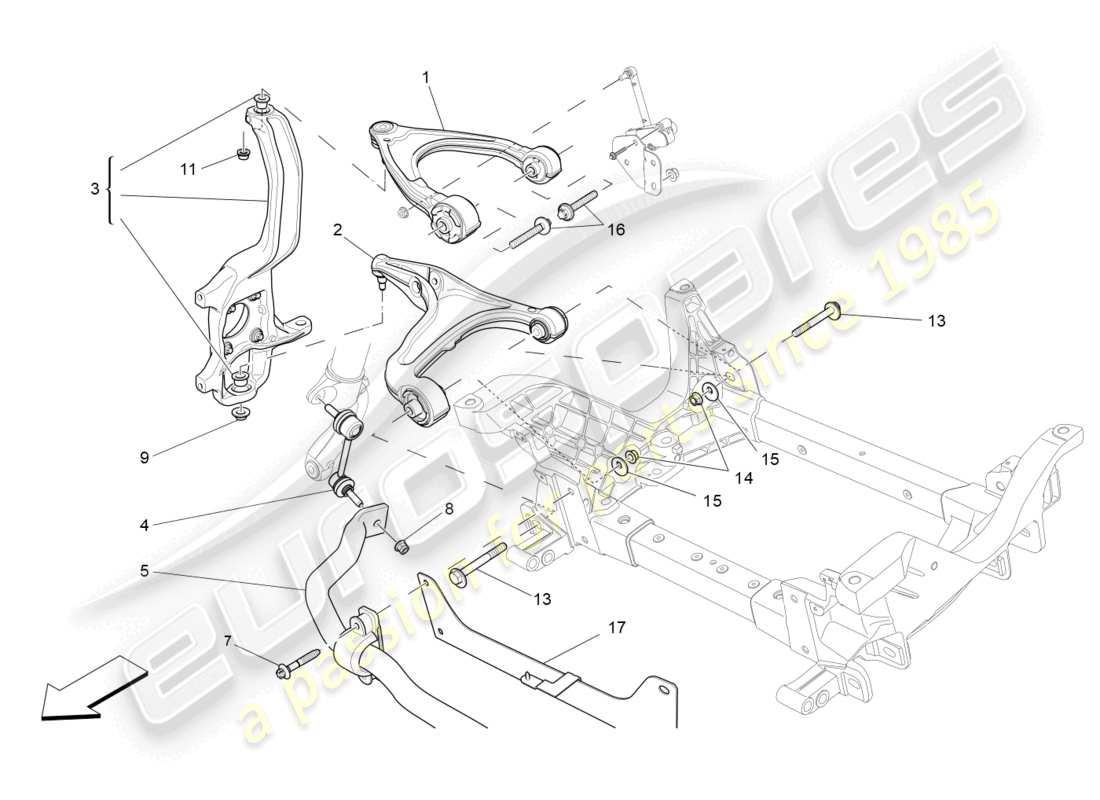 maserati levante tributo (2021) suspensión delantera diagrama de piezas