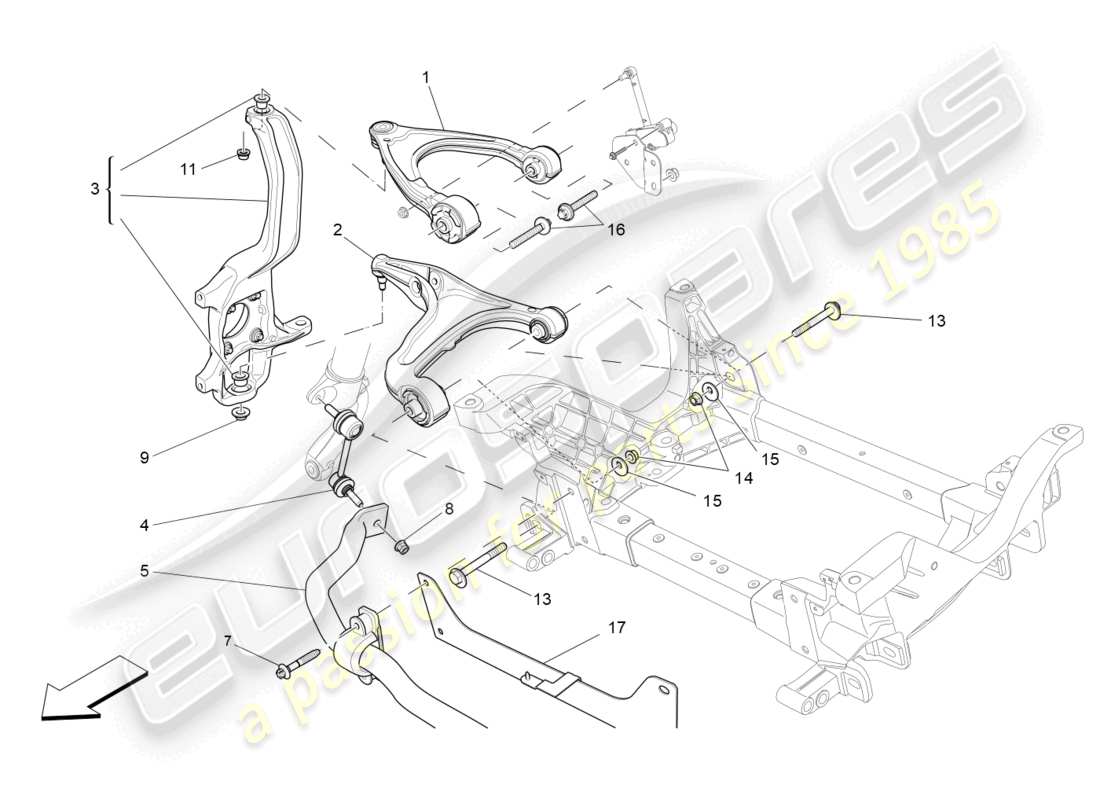 maserati levante tributo (2021) diagrama de piezas de la suspensión delantera