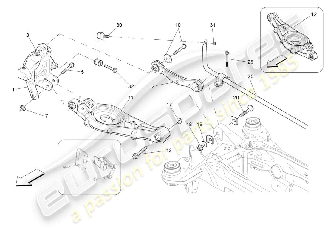 maserati levante tributo (2021) diagrama de piezas de la suspensión trasera