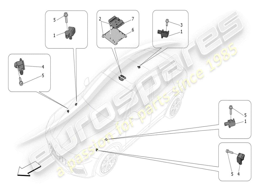 maserati grecale modena (2023) control electrónico (suspensión) diagrama de piezas