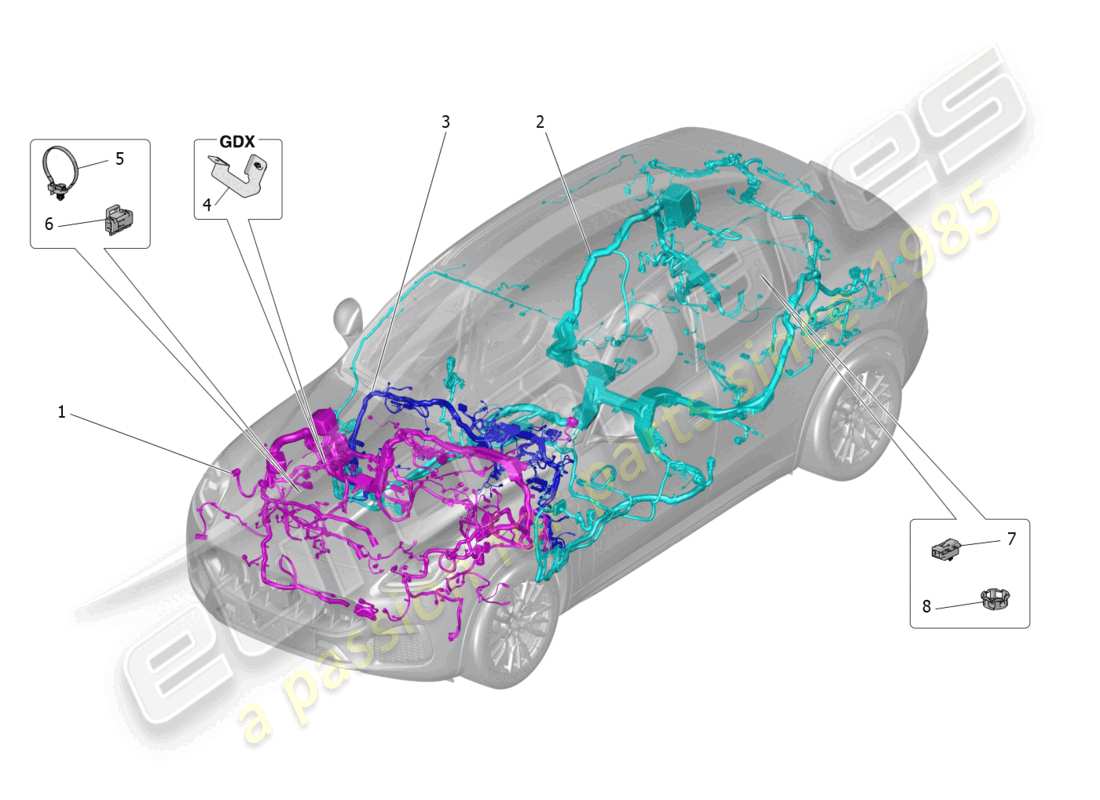 maserati grecale trofeo (2023) cableado principal diagrama de piezas