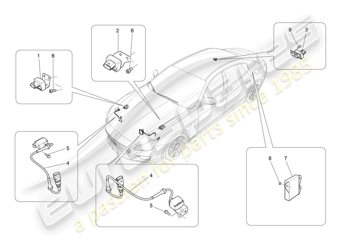 maserati quattroporte (2018) diagrama de piezas de control electrónico (suspensión)