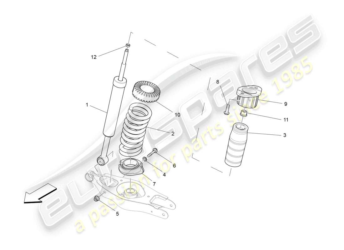 maserati ghibli (2014) diagrama de piezas de los dispositivos del amortiguador trasero