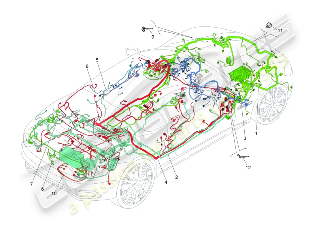 maserati granturismo (2011) cableado principal diagrama de piezas