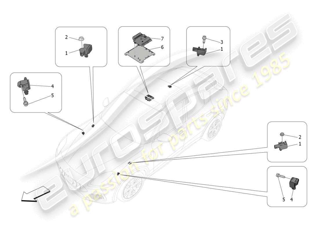 maserati grecale trofeo (2023) control electrónico (suspensión) diagrama de piezas