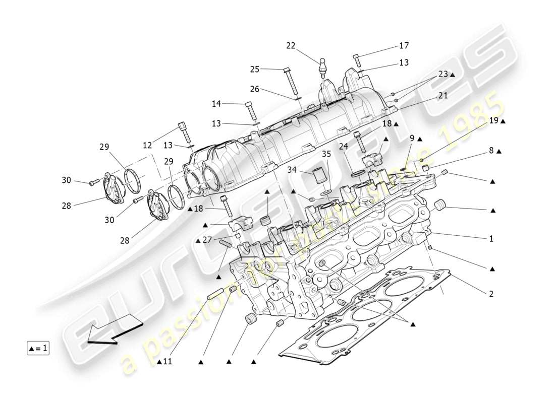 maserati levante modena (2022) diagrama de piezas de la culata derecha