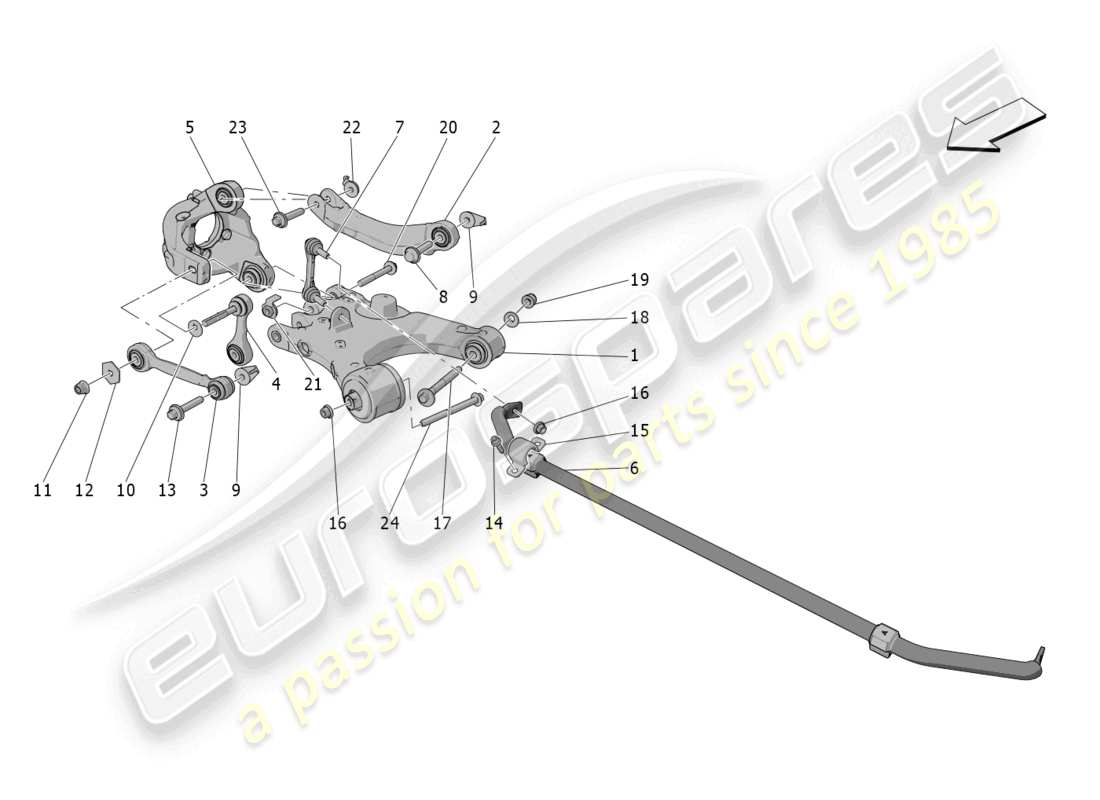 maserati grecale trofeo (2023) rear suspension diagrama de piezas