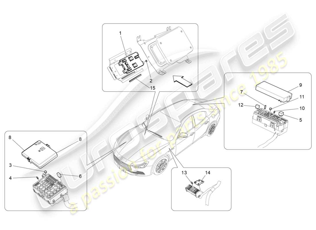 un diagrama de piezas del catálogo de piezas maserati ghibli (2016)