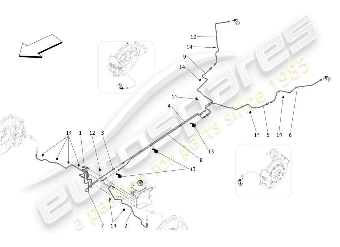 maserati mc20 (2023) diagrama de partes de líneas