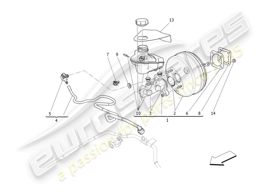 maserati levante modena (2022) diagrama de piezas del servosistema de freno