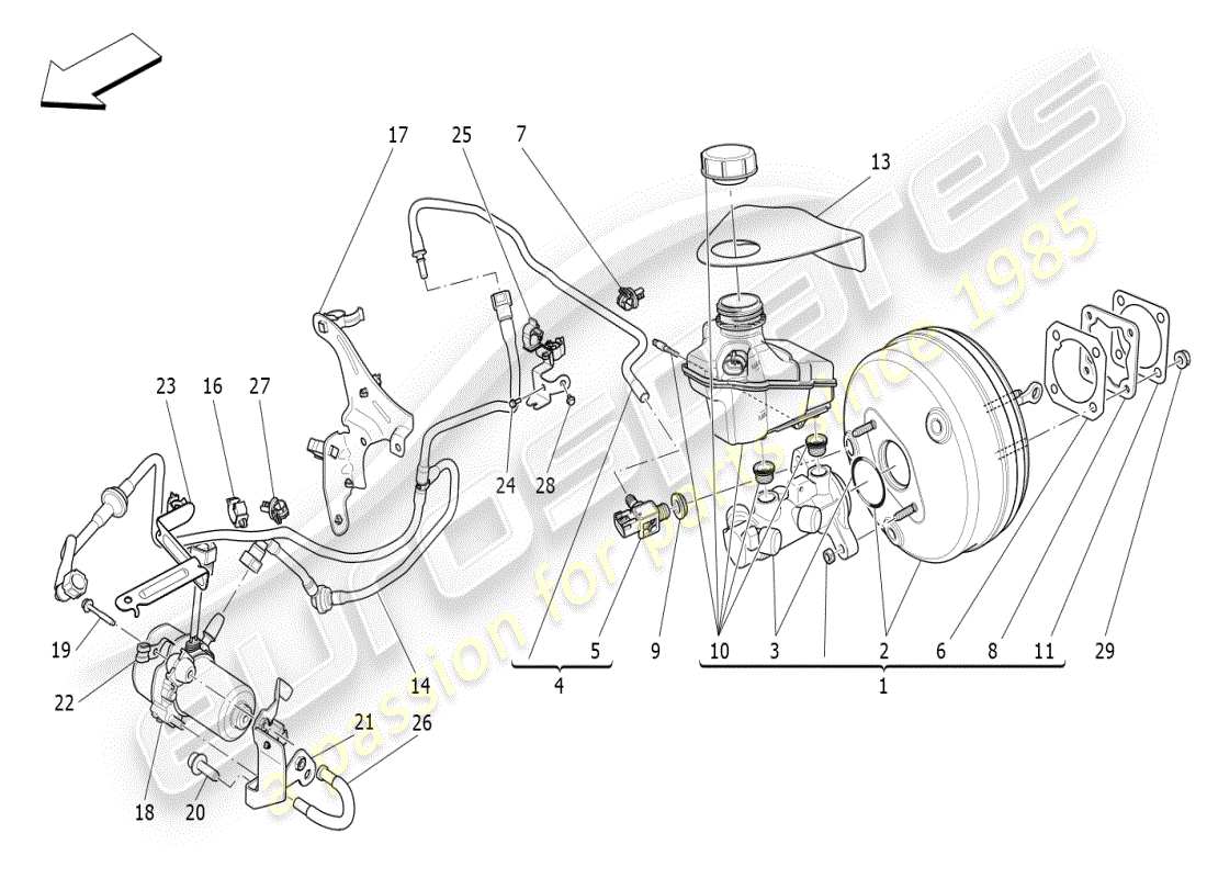 maserati ghibli (2021) diagrama de piezas del servosistema de freno