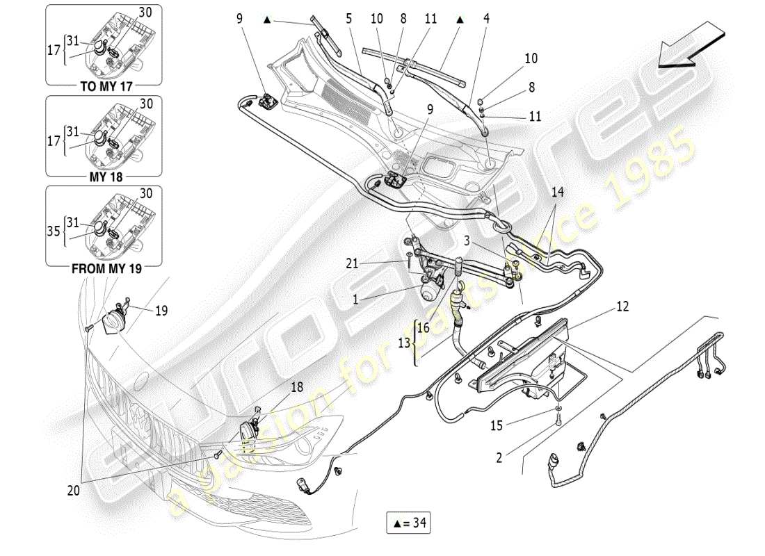 maserati ghibli (2019) dispositivos externos del vehículo diagrama de piezas