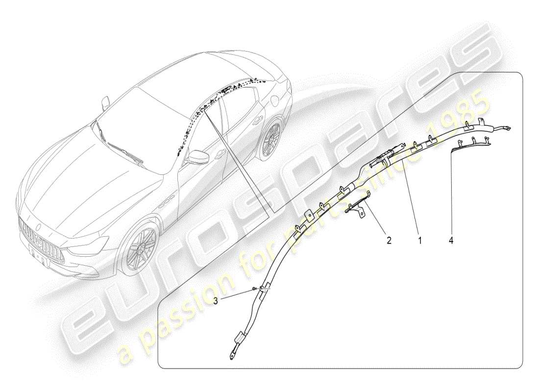 maserati ghibli (2019) sistema de bolsa de ventana diagrama de piezas
