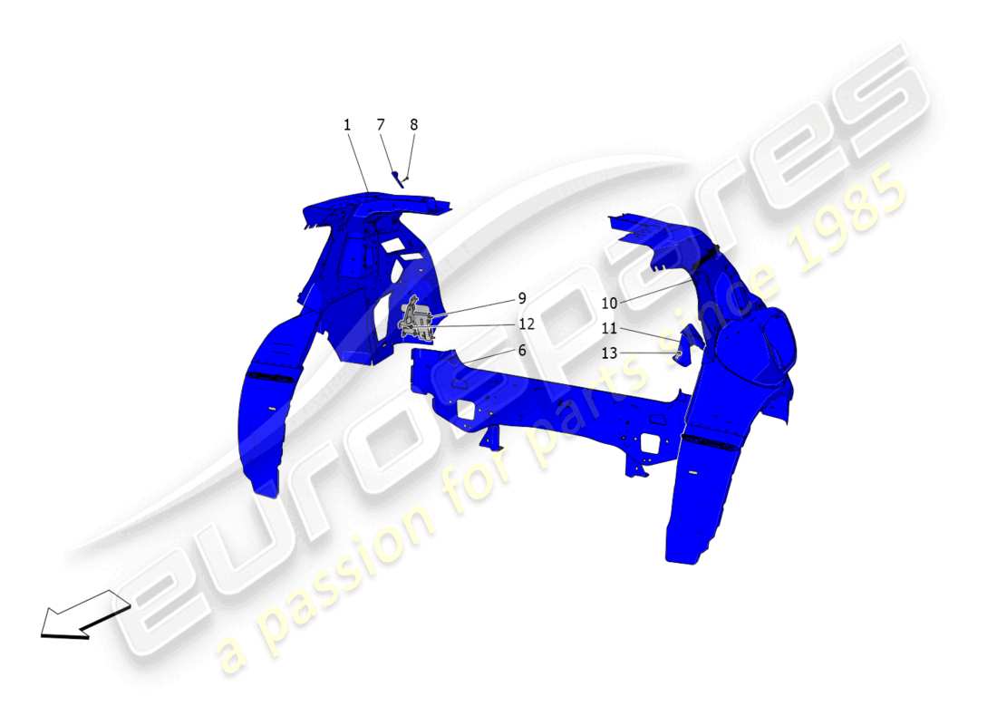 maserati grecale trofeo (2023) diagrama de piezas de la carrocería y los paneles exteriores traseros