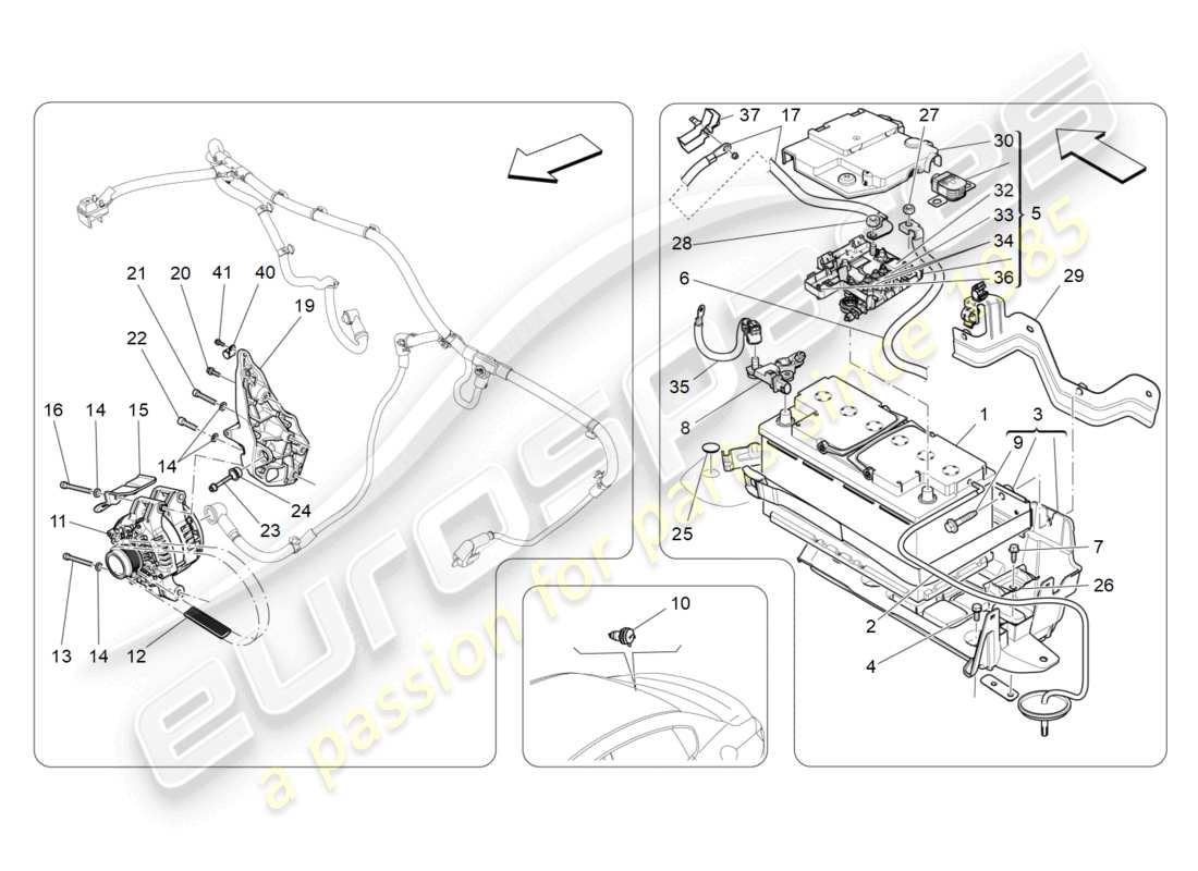 maserati ghibli (2014) diagrama de partes de generación y acumulación de energía