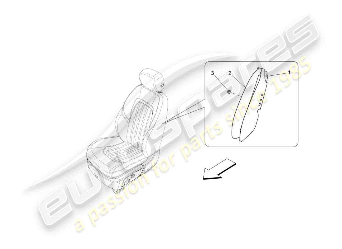 maserati quattroporte (2018) diagrama de piezas del sistema de bolsas laterales delanteras
