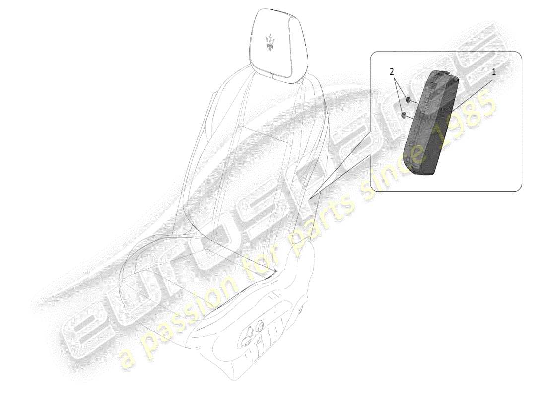 maserati grecale modena (2023) diagrama de piezas del sistema de bolsas laterales delanteras
