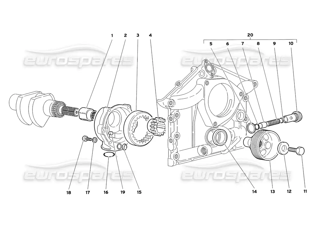 lamborghini diablo sv (1999) bomba de aceite del motor diagrama de piezas