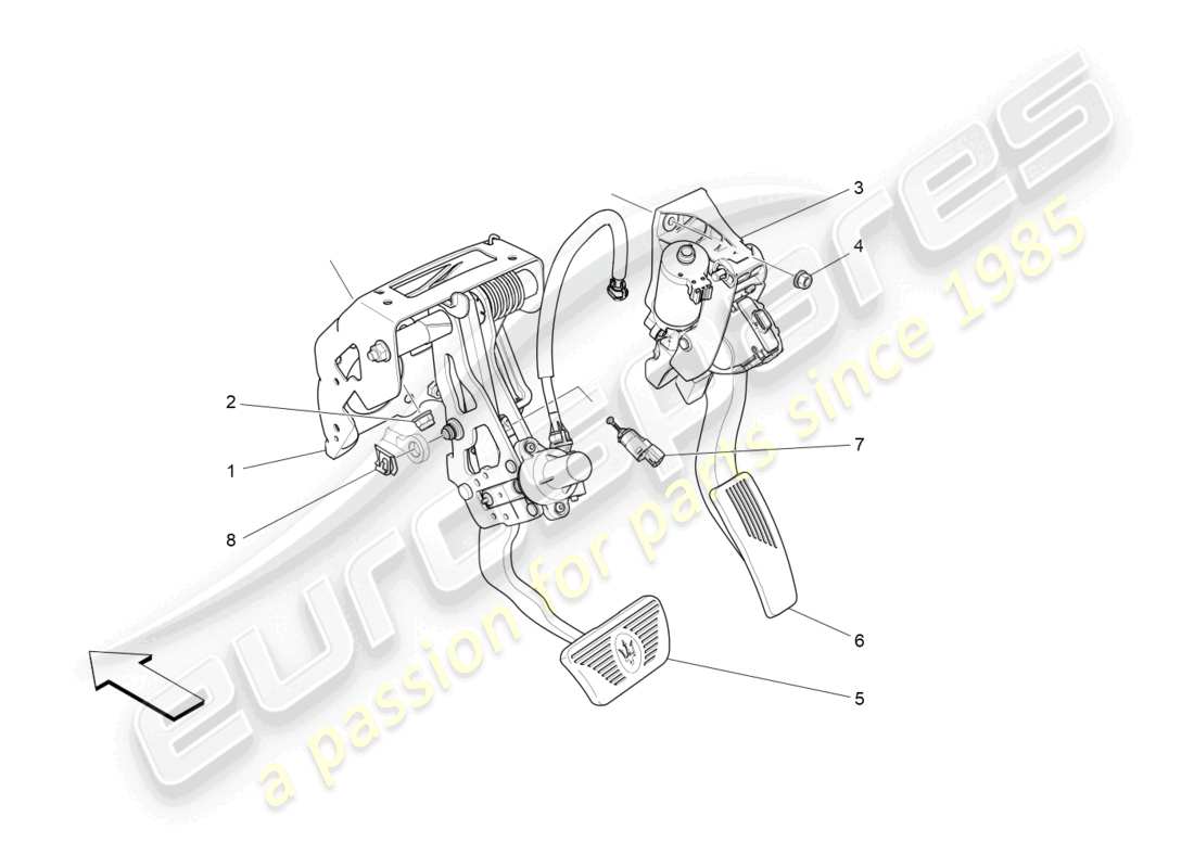 maserati levante tributo (2021) diagrama de piezas completo de la unidad de pedalera