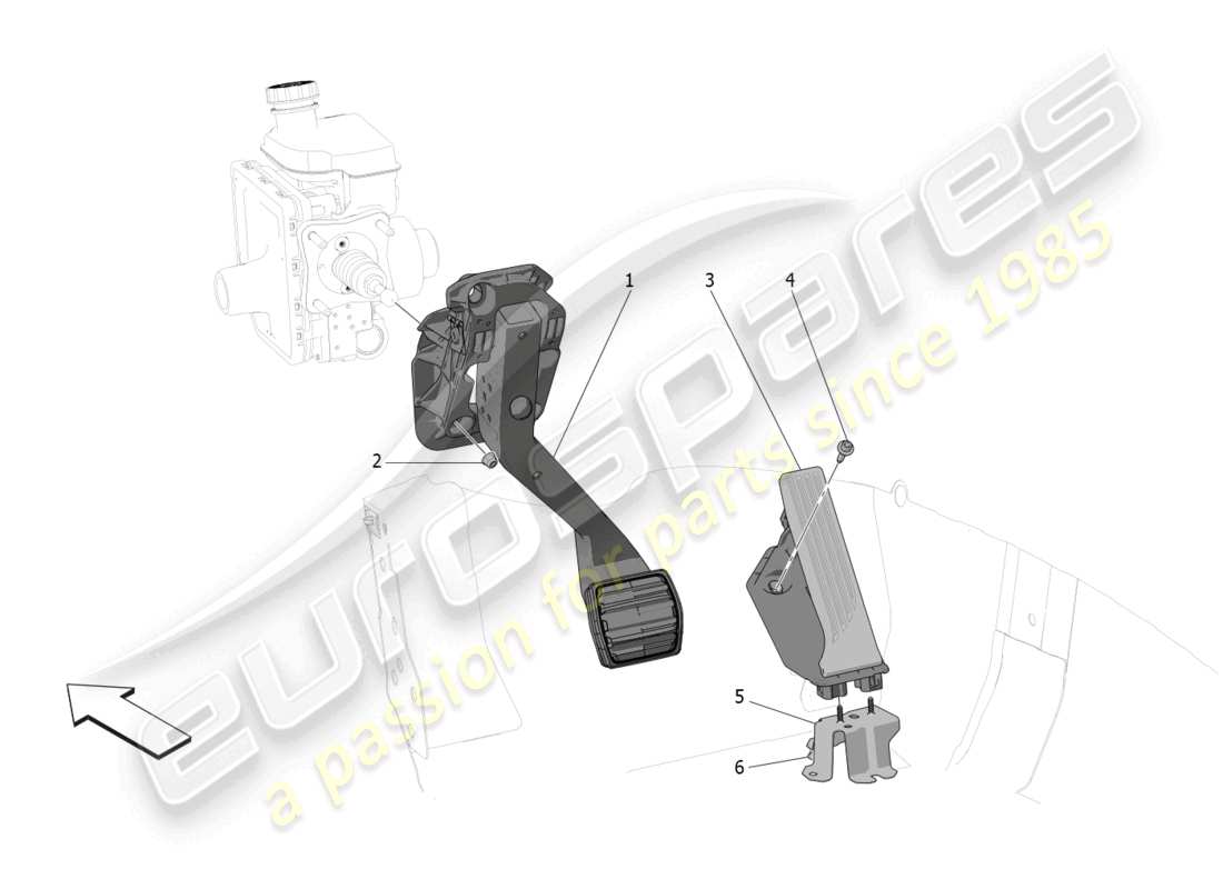 maserati grecale trofeo (2023) unidad completa de pedal diagrama de piezas