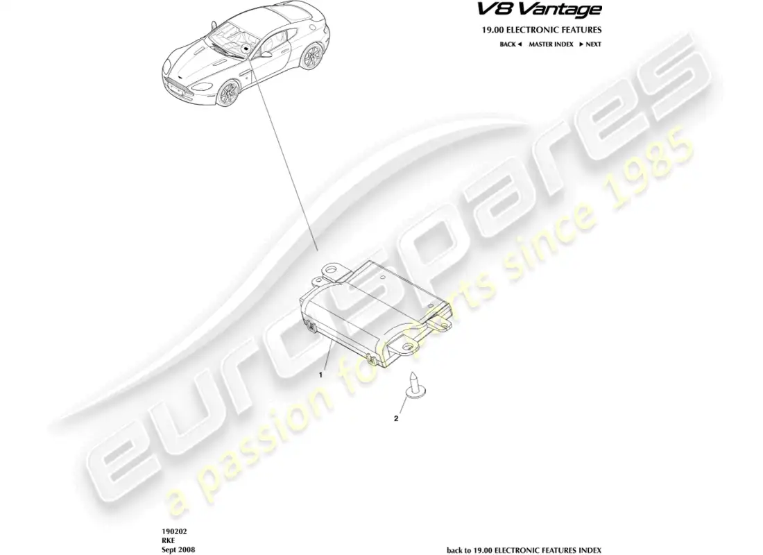 aston martin v8 vantage (2008) diagrama de piezas rke