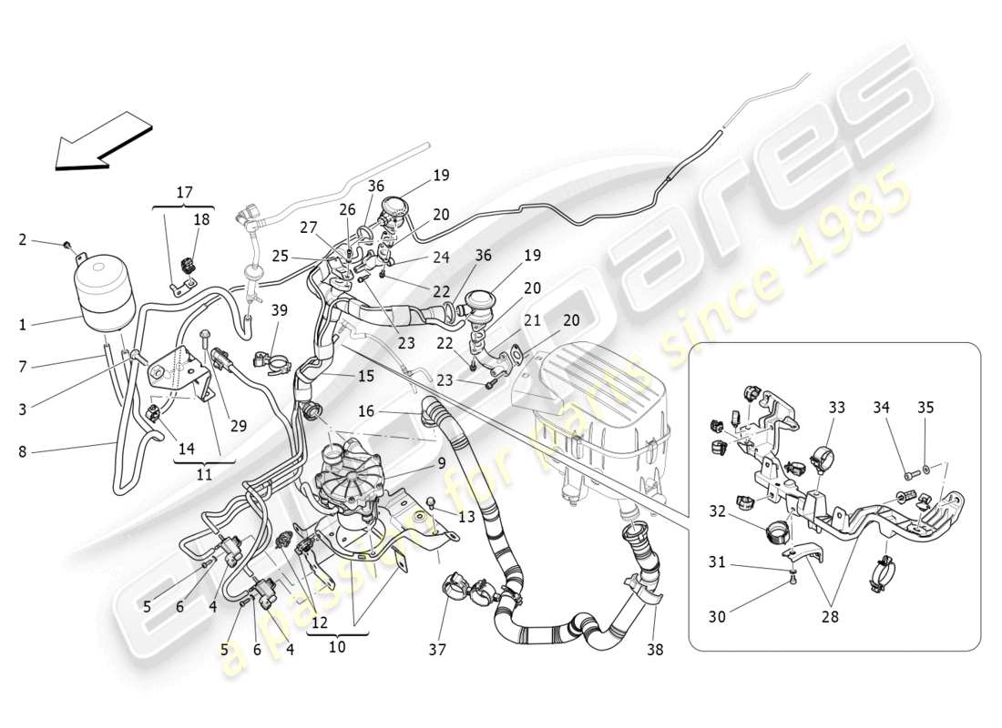 maserati quattroporte (2018) diagrama de piezas del sistema de aire adicional